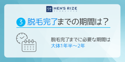 3.メンズリゼの脱毛完了までにかかる期間はどれくらい？？