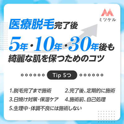 医療脱毛完了後、5年・10年・30年後も綺麗な肌の状態を保つためのコツ