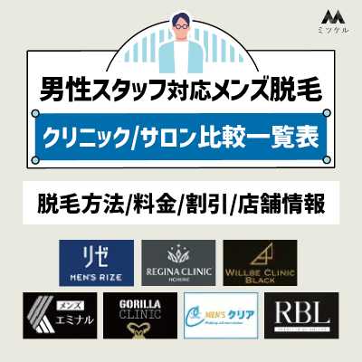 男性スタッフ対応のメンズ脱毛クリニック・サロン比較一覧表