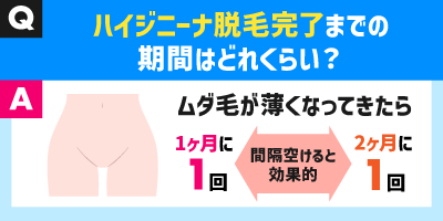 ハイジニーナVIO脱毛完了までの期間はどれくらい？