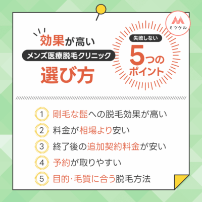 ヒゲ脱毛の効果が高いメンズ医療脱毛クリニックの選び方【失敗しない5つのポイント】