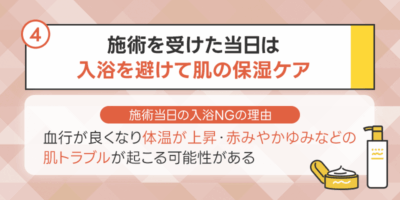 4.ヒゲの医療脱毛施術を受けた当日は入浴を避けて肌の保湿ケアをする
