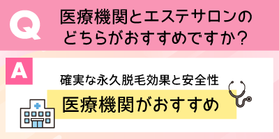 医療機関とエステサロンのどちらがおすすめですか？