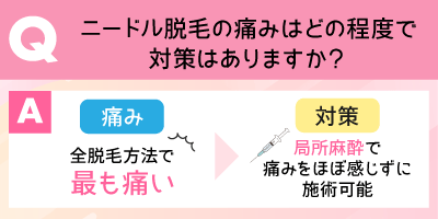 ニードル脱毛の痛みはどの程度で、対策はありますか？