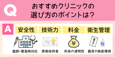 おすすめクリニックの選び方のポイントは？