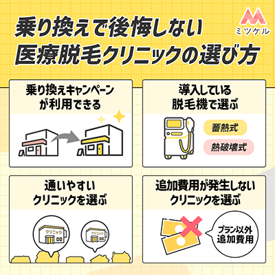 乗り換えで後悔しない医療脱毛クリニックの選び方