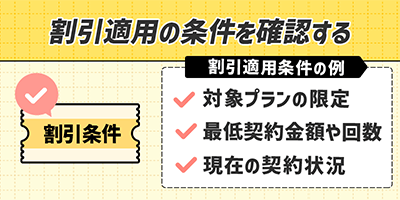割引適用の条件を確認する