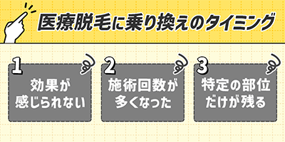美容脱毛から医療脱毛への乗り換えを検討するタイミング