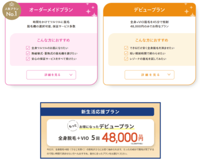 レジーナクリニック_割引プラン一覧