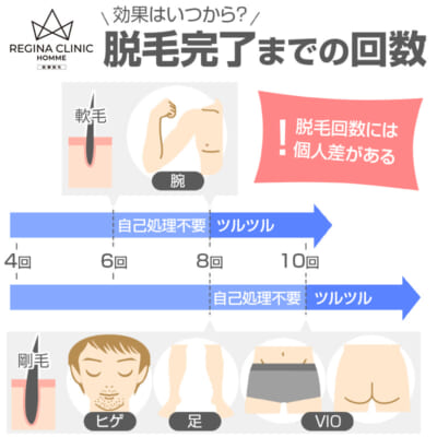 レジーナクリニックオムの脱毛完了までの回数がわかる画像