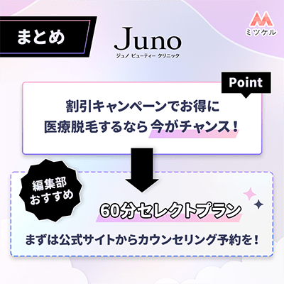 【まとめ】ジュノビューティークリニックの割引キャンペーンでお得に医療脱毛するなら今がチャンス！