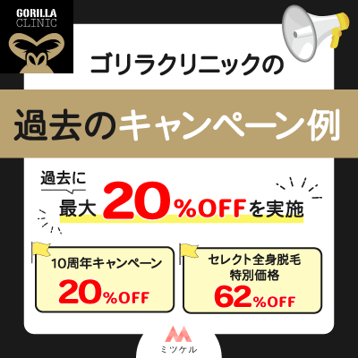 【最大20%OFF】ゴリラクリニックの過去のキャンペーン例を紹介