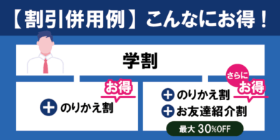 【割引併用例】複数の割引を組み合わせるとこんなにお得に！
