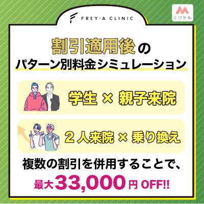 フレイアクリニックメンズの割引適用後のパターン別料金シミュレーションまとめ