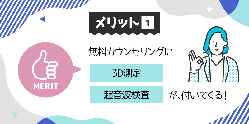 メリット1.無料カウンセリングに3D測定と超音波検査がついている説明画像