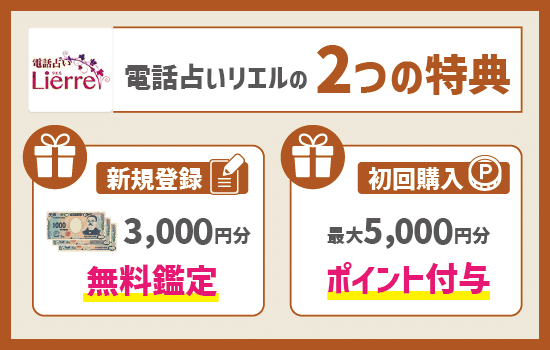 電話占いリエルの2つの特典