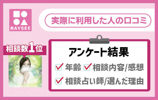 電話占いRAYSEE(レイシー)を実際に利用した方の口コミ【アンケート結果】